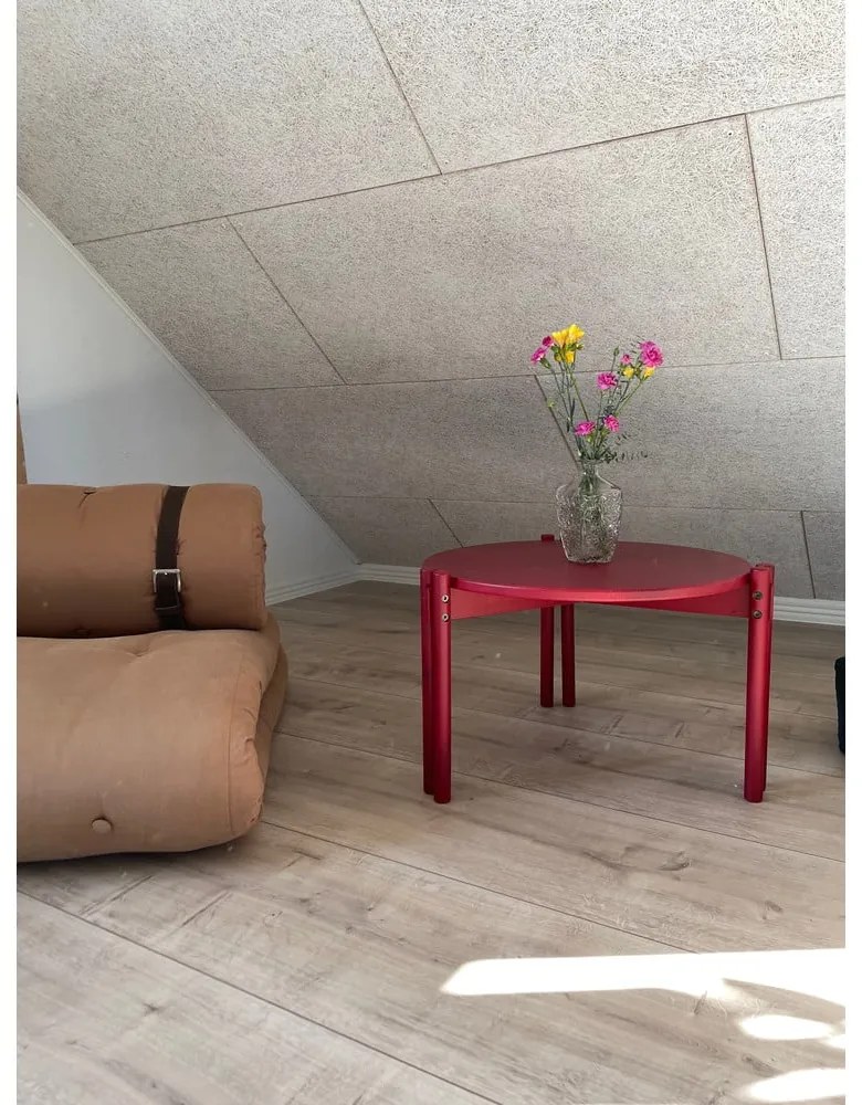 Tavolino rotondo rosso in legno di pino ø 60 cm Sticks - Karup Design