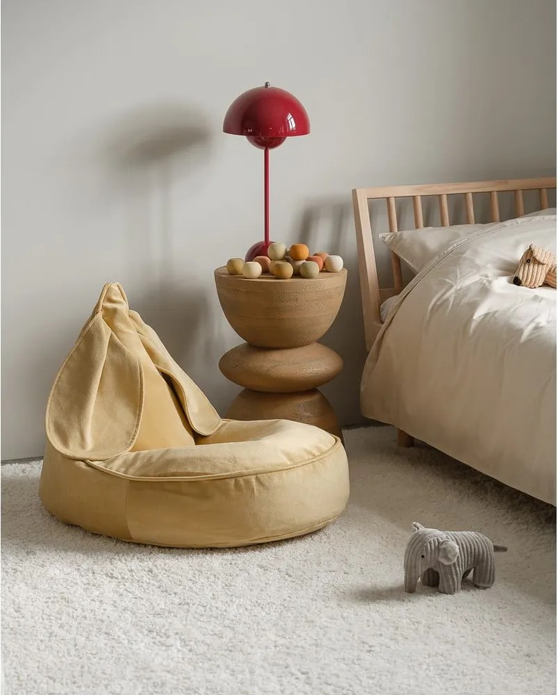 Pouf a sacco per bambini giallo con rivestimento in velluto Bunny – Wigiwama