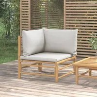 Divano Angolare da Giardino con Cuscini Grigio Chiaro Bambcod mxl 70667