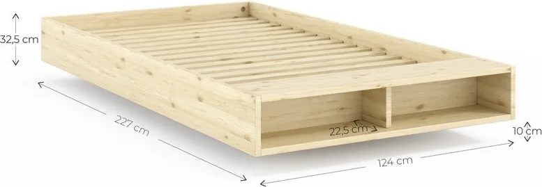 Letto singolo di colore naturale in pino massiccio senza testiera con rete inclusa 120x200 cm Merge – Karup