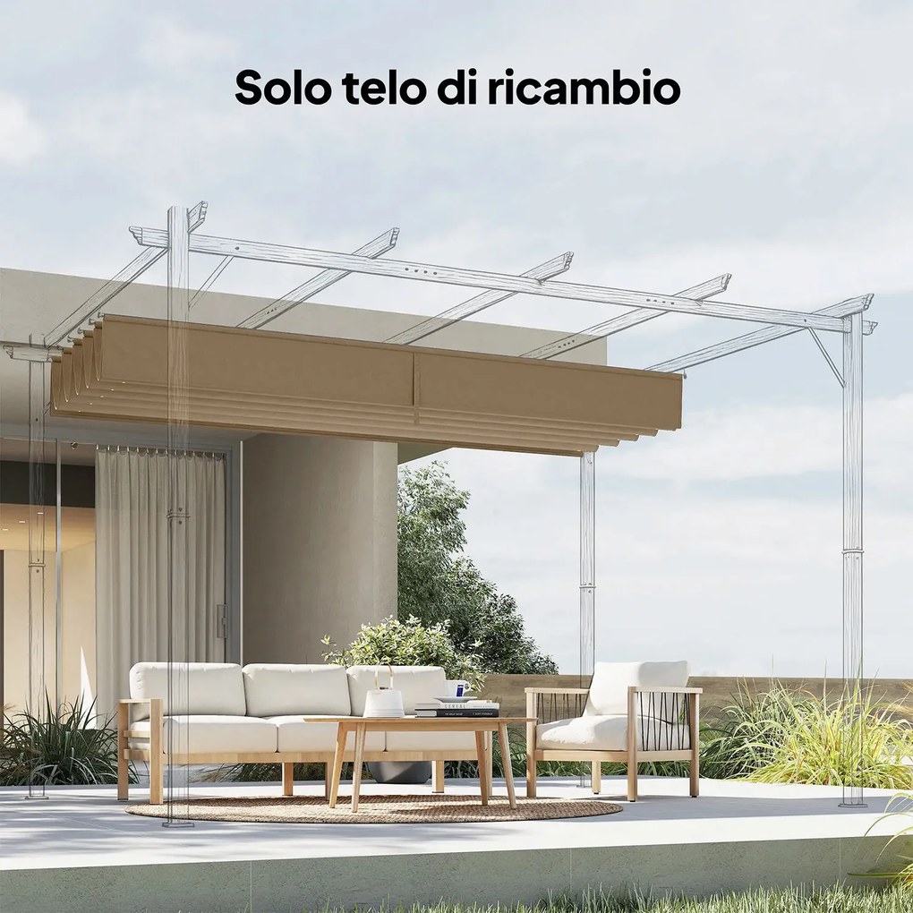 Tetto per Pergola 350x260 cm con 10 Fori di Drenaggio in Poliestere Marrone Chiaro...
