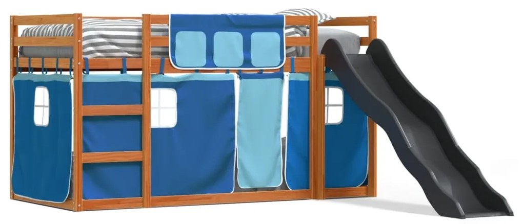 Letto A Castello Con Scivolo E Tende Blu 90x190 Cm /