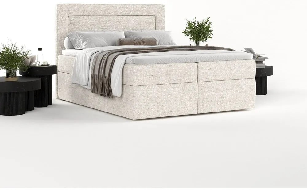 Letto boxspring crema con contenitore 180x200 cm Imagine - Maison de Rêve