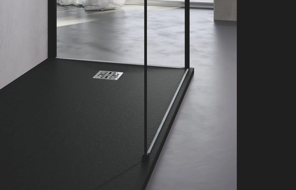 Piatto doccia 120x80 spessore 3 cm effetto pietra in mineralsolid nero antracite Novomatt NVM120803 Novellini