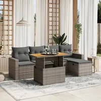 Set Divano da Giardino 6 pz con Cuscini Grigio in Polyrattan 3275587