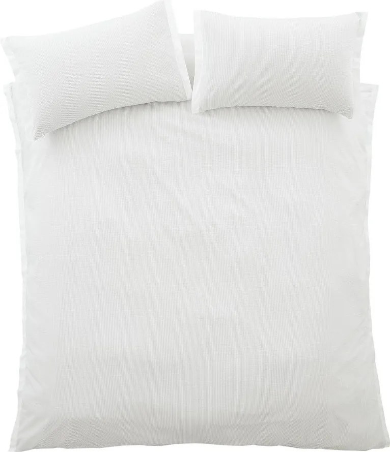 Set copripiumino e federa grigio chiaro in percalle di cotone per letto matrimoniale 3 pezzi 200x200 cm Seersucker Woven Stripe – Bianca