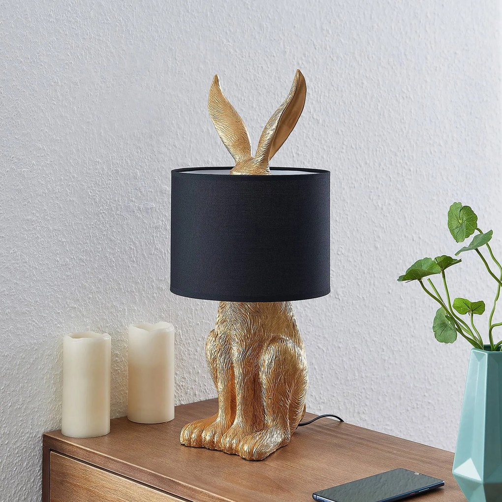 Lampada da tavolo Lorentina Lindby, Nero, Soggiorno / Sala da pranzo, Tessuto / Stoffa / Seta, Design, Lampada da tavolo