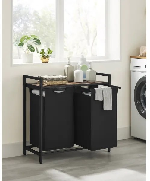 Cesto porta biancheria REX marrone/nero