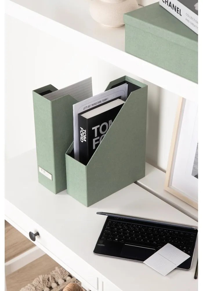 Set di organizer verdi in cartone per documenti 5 pz Holger Canvas Paper Laminate – Bigso