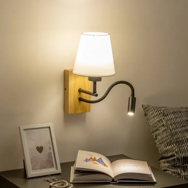 Brilagi - Applique a LED NUBILA WOOD 1xE27/25W/230V + LED/3W quercia/color crema