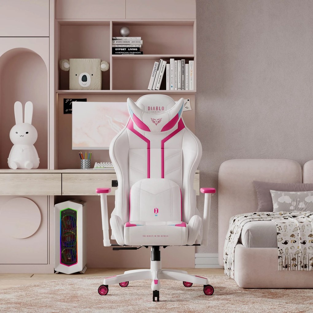Sedia da gaming Diablo X-Ray 2.0 Small: Bianco e Rosa