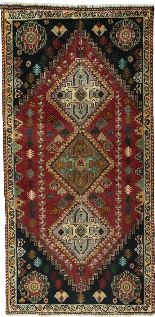 Shiraz Tappeto 80 x 170 Rosso (Iran) Annodato A Mano
