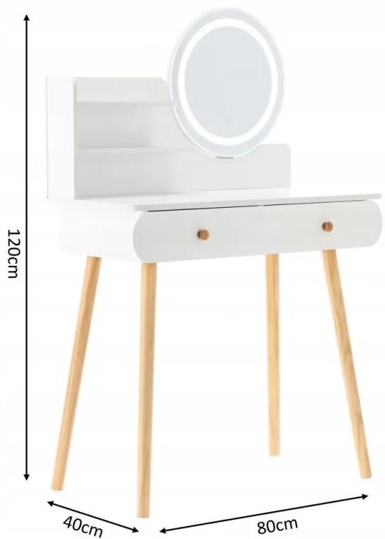 Tavolino da toilette bianco con specchio LED