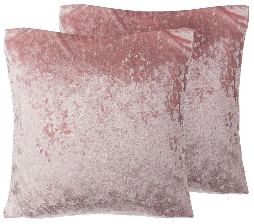 Set di 2 cuscini decorativi in velluto rosa HOSTA Beliani