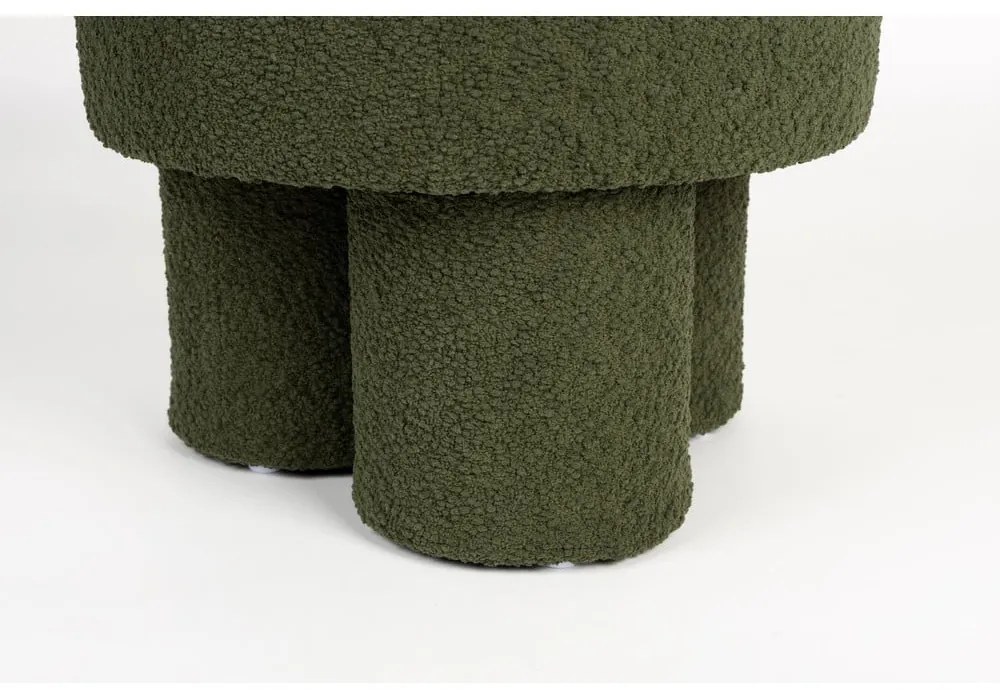 Poggiapiedi verde con rivestimento in bouclé Marcos – White Label