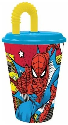 Bicchiere con Cannuccia Spider-Man Arachnid Grid 430 ml