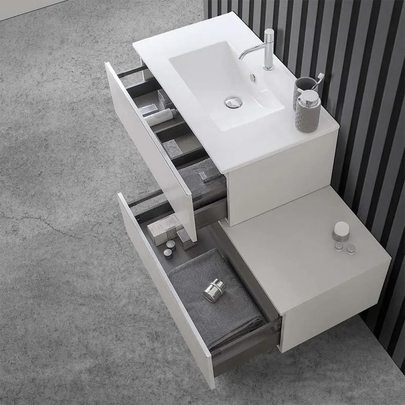 Mobile bagno sospeso 80 cm grigio perla con lavabo e specchio   Iside