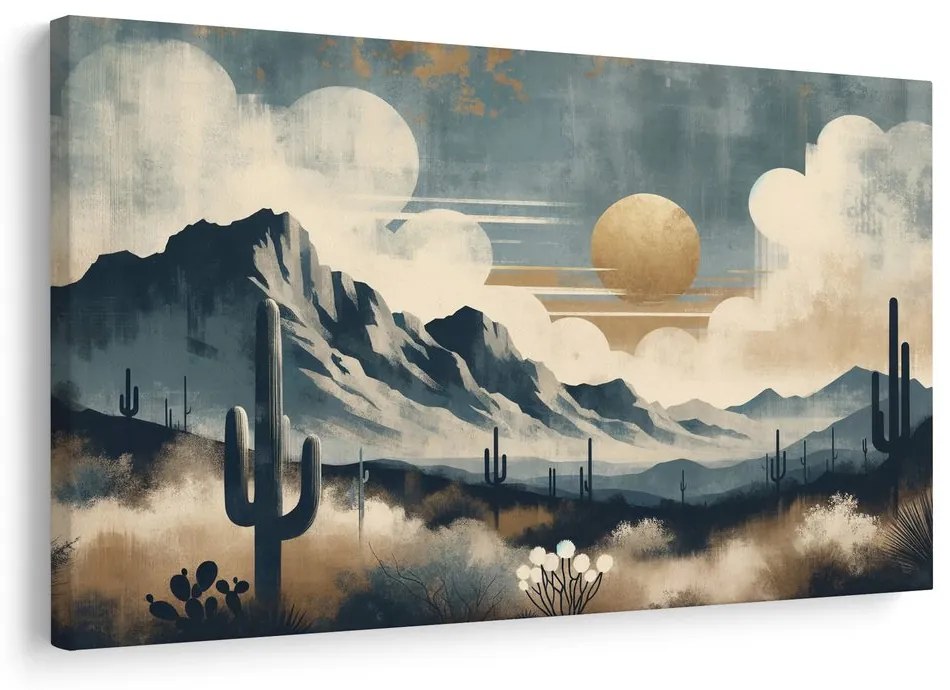 Quadro su tela – Paesaggio desertico con cactus