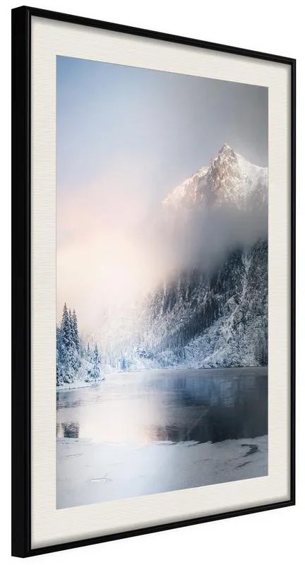 Poster  Winter in the Mountains  Cornice Quadri Cornice nera con pass-partout, Larghezza x Altezza Home decor 40x60