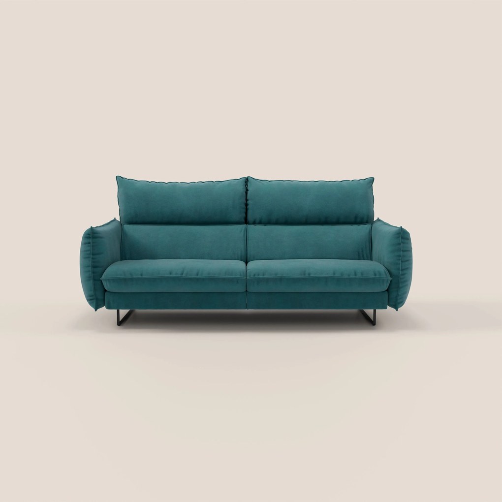 Monamour Divano dal design moderno con opzione relax elettrico in microfibra smacchiabile impermeabile T11 petrolio
