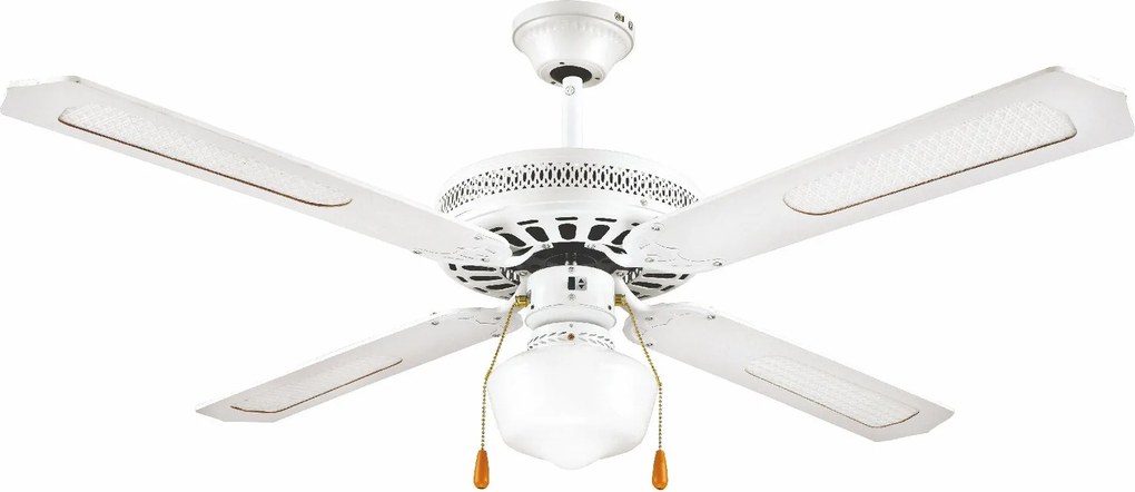 Ventilatore da Soffitto con 4 Pale e Lampada Ø130cm 3 Velocità Kooper Windy Bianco...