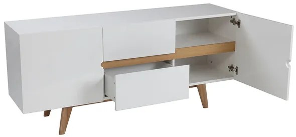 Buffet scandinavo bianco lucido e frassino 160cm MELKA