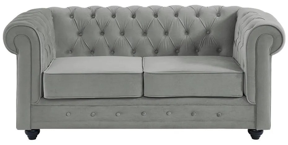 Divano 2 posti Velluto Grigio - CHESTERFIELD