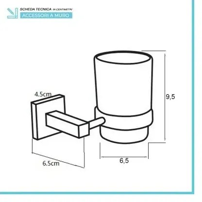 Set accessori a muro 6 pezzi in metallo cromato e viti incluse Rock
