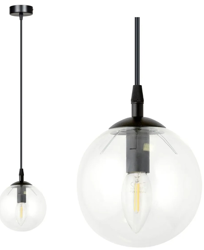 Lampada a sospensione COSMO 1 BL in acciaio e vetro E14