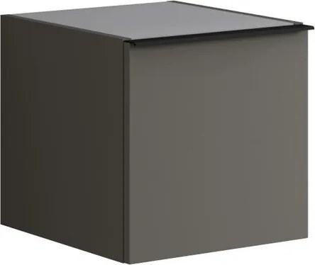 Base laterale Pixel con anta Plain laccato opaco grigio carbone e maniglia alluminio nero opaco L.40 H.40 P.45,5 cm.