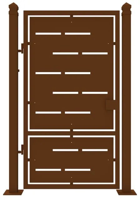 Cancello manuale con serratura elettrica Privacy in ferro, apertura a sinistra, L 104.5 x H 180 cm, di colore ruggine