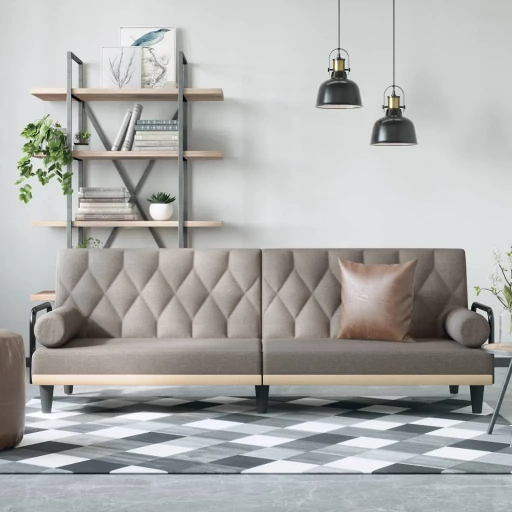 Divano Letto Con Braccioli Tortora İn Tessuto /