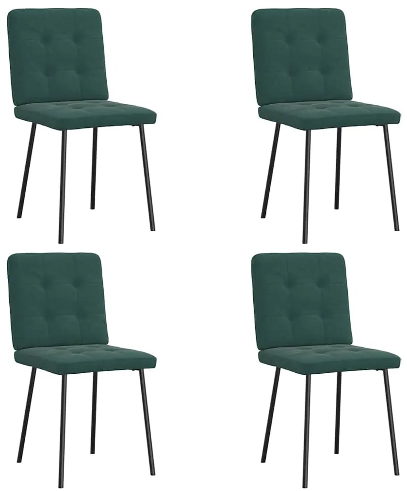 Sedie Da Pranzo 4 Pz Verde Scuro İn Velluto /