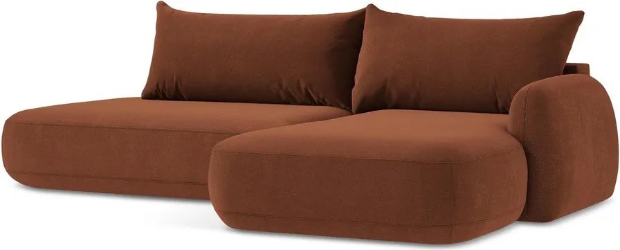 Divano angolare color terracotta allungabile (con penisola a destra/con chaise lounge) Hale – Makamii