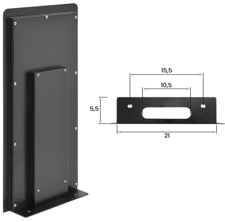 Set doccia incasso Kubo nero opaco con soffione a muro 25x52 e kit doccia