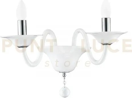 Applique a parete soffio bianca e cromo 2 luci attacco e14 47x30x36...