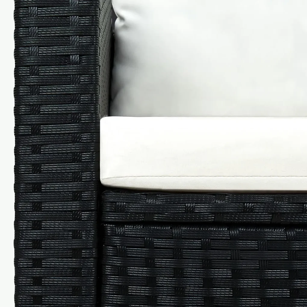 Set divani da giardino 3 pz con cuscini in polyrattan nero