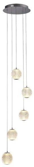 Allure 5lt multi-drop pendant - metallo cromato e acrilico trasparente