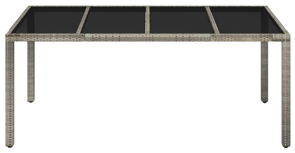 Tavolo da giardino piano in vetro grigio 190x90x75cm polyrattan