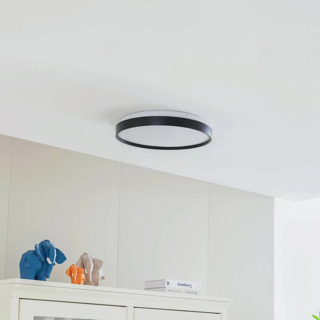 Lindby Smart plafoniera Mirren in metallo nero CCT Tuya