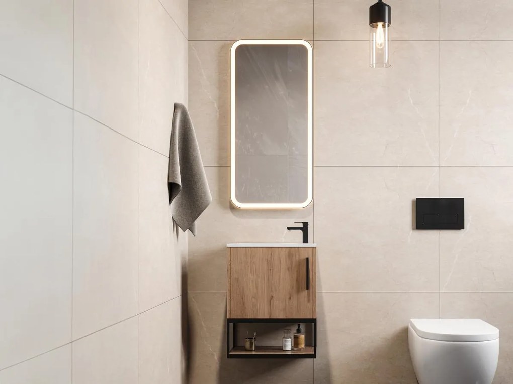 Mobile Lavabo sospeso con nicchia 40 cm Naturale Chiaro - LOPENA