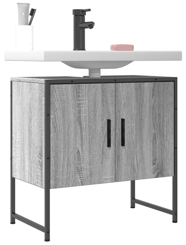 Mobile Lavabo Bagno Grigio Sonoma 60x33x60 Cm Legno Multistrato /