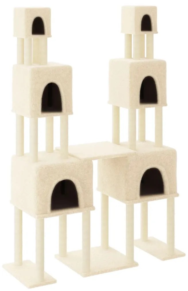 Albero per gatti con tiragraffi in sisal crema 199 cm