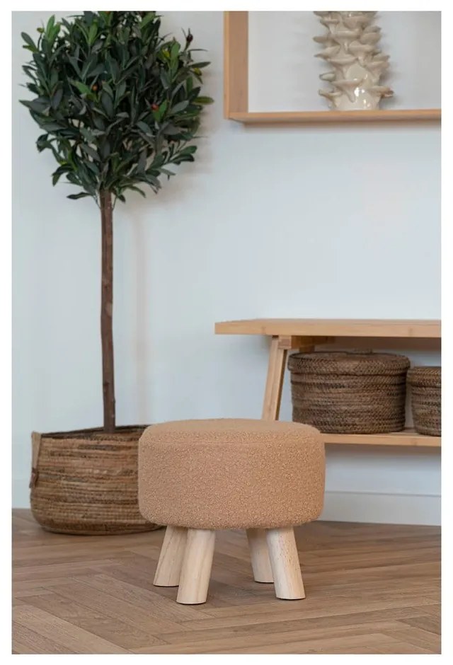 Pouf in tessuto bouclé beige Aberdeen - House Nordic