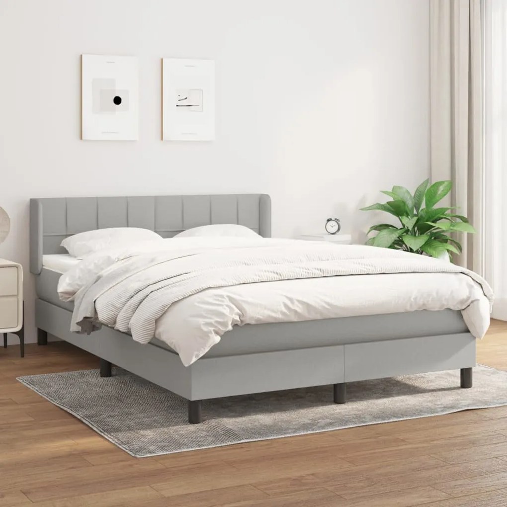 Giroletto A Molle Con Materasso Grigio Chiaro 140x190cm Tessuto /
