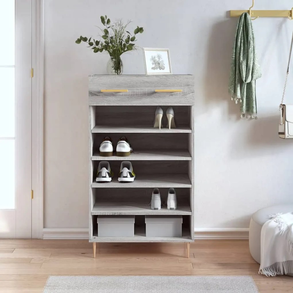 Scarpiera Grigio Sonoma 60x35x105 Cm İn Legno Multistrato /