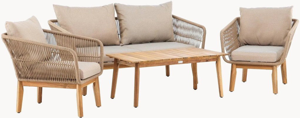 Set lounge da giardino in legno di acacia Chania, set da 4