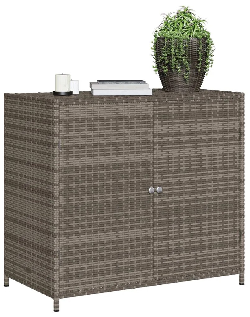 Armadietto portaoggetti giardino grigio 83x45x76 cm polyrattan