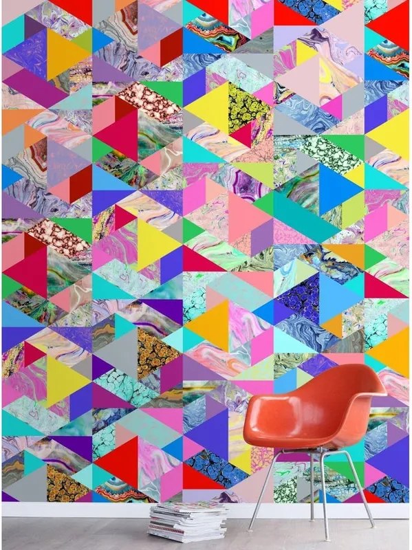 Carta da parati Triangoli XXL multicolore, 46.5 cm x 8.37 m