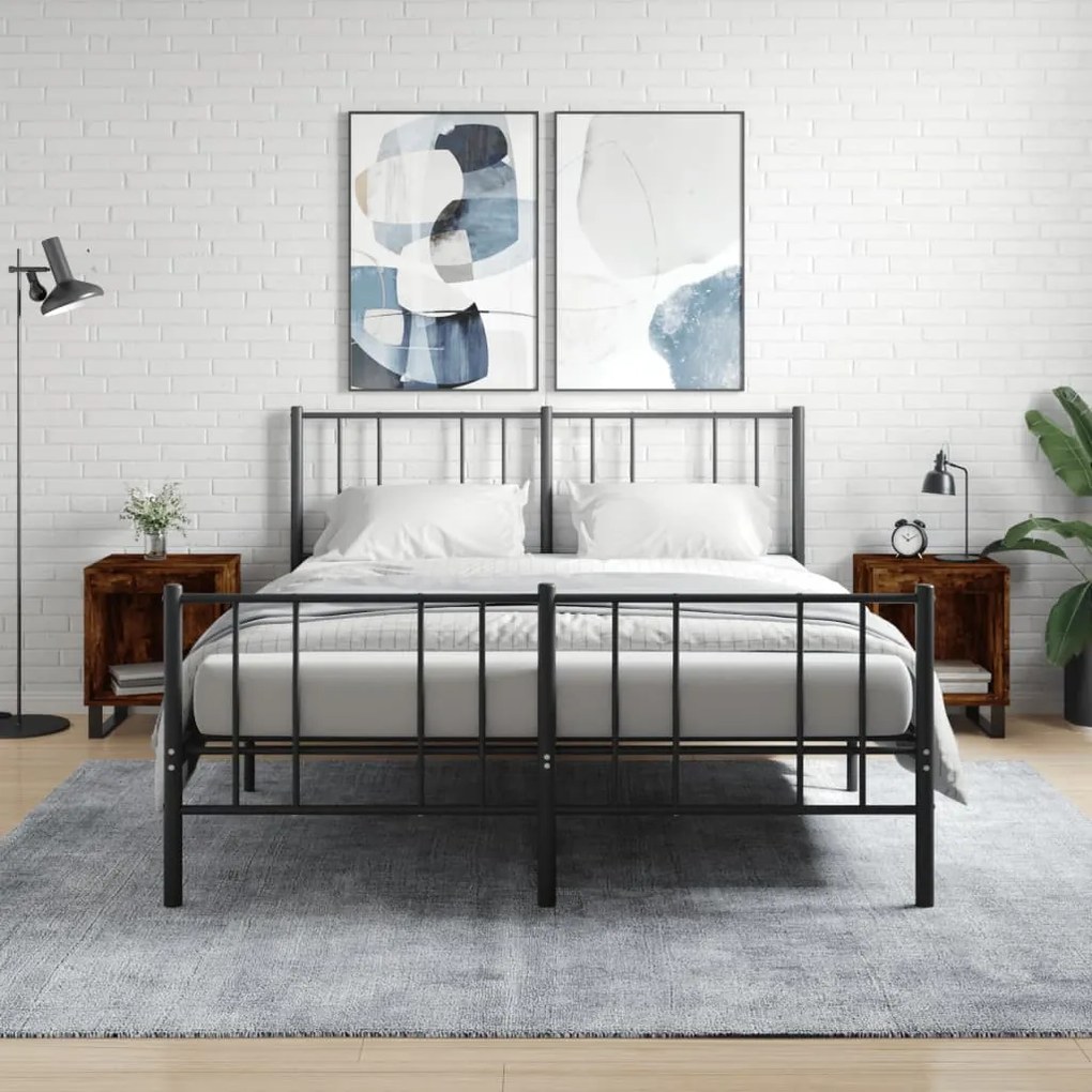 Comodini 2pz Rovere Fumo 40x35x50 Cm İn Legno Multistrato /
